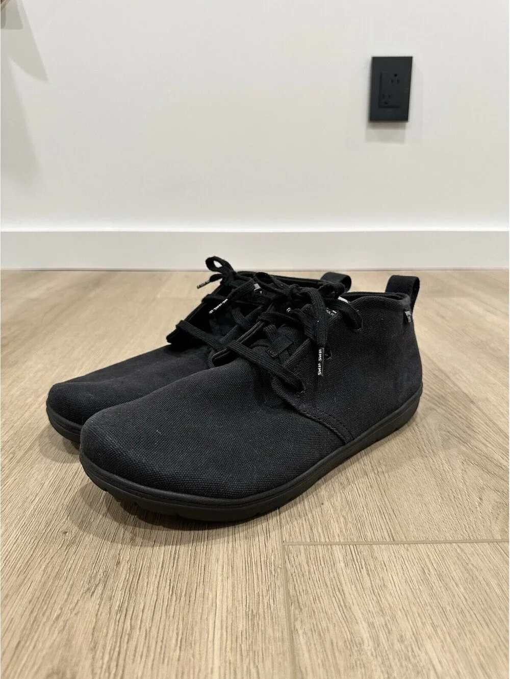 Lems Men Chukka Canvas Vegan Barefoot Shoes Size 12.5 Black Minimalist Gorpcore
